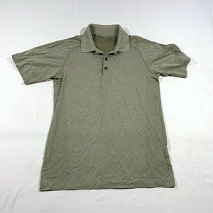 Lululemon men's Green Casual Button Short Sleeve Active Collared Polo Shirt Sz S